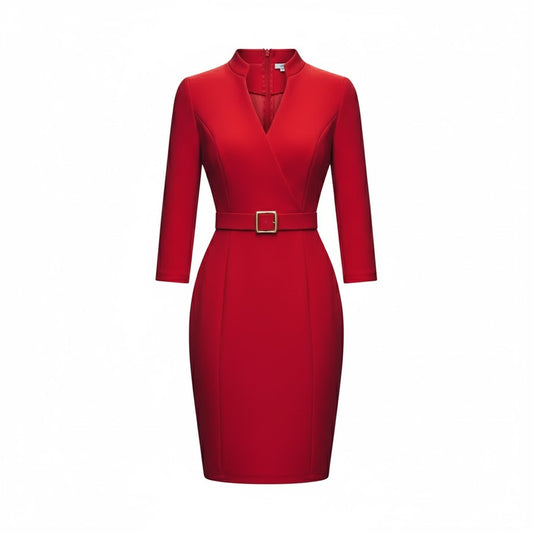 TERESA™ | VESTIDO REFINADO CON CINTURÓN Y CUELLO